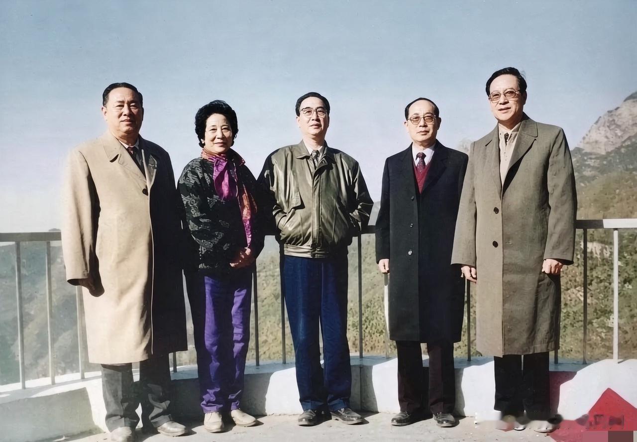 1991年，五位领导人考察泰山时的一张十分珍贵合影，我认出左一是时任山东省委书记
