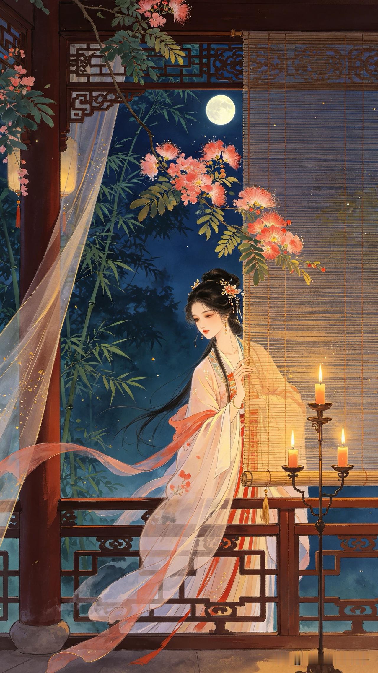 罗帐犹存合欢香，卷帘人立小回廊。风来忽乱相思缕，…………请