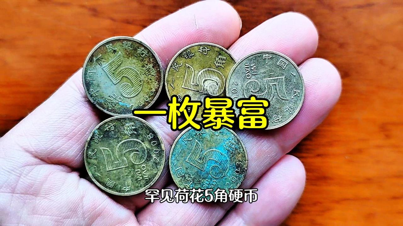 💰荷花5角硬币发行两个版本：1️⃣2002年至2018年发行的钢芯不同的金色