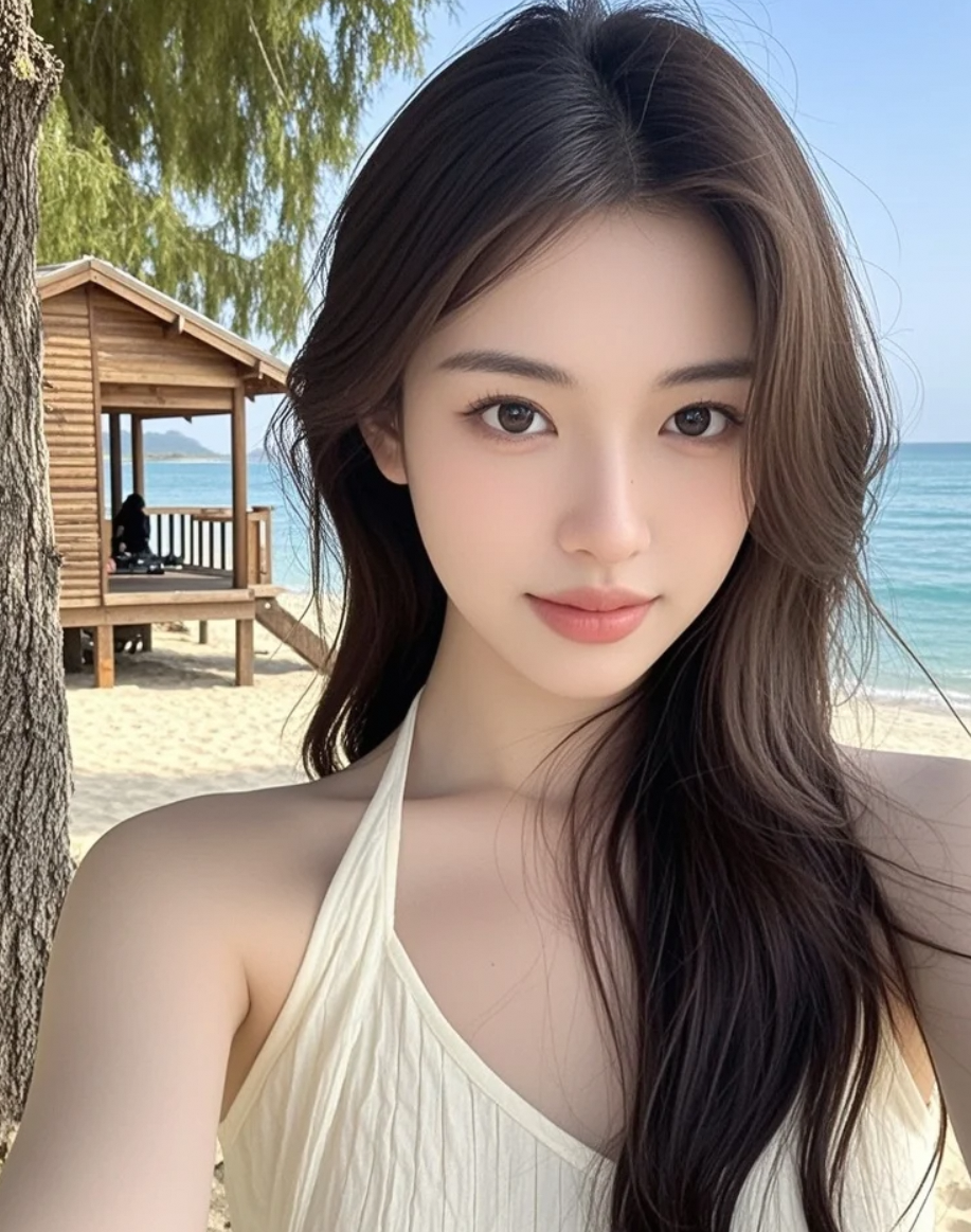长发随风舞动，谁说这不是完美的夏日留影？