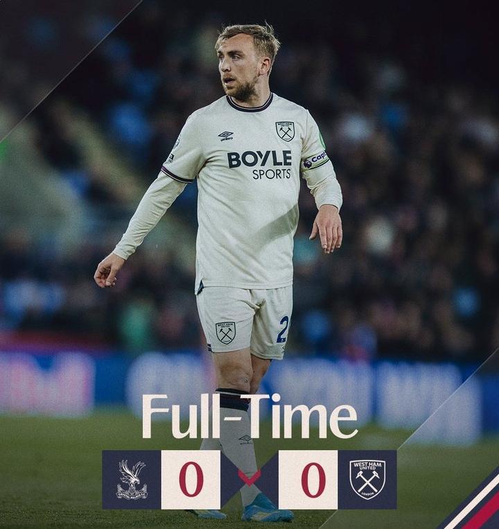 你不得不承认足球世界有的时候就是这么残酷！水晶宫0-0战平西汉姆联后，英超副班长