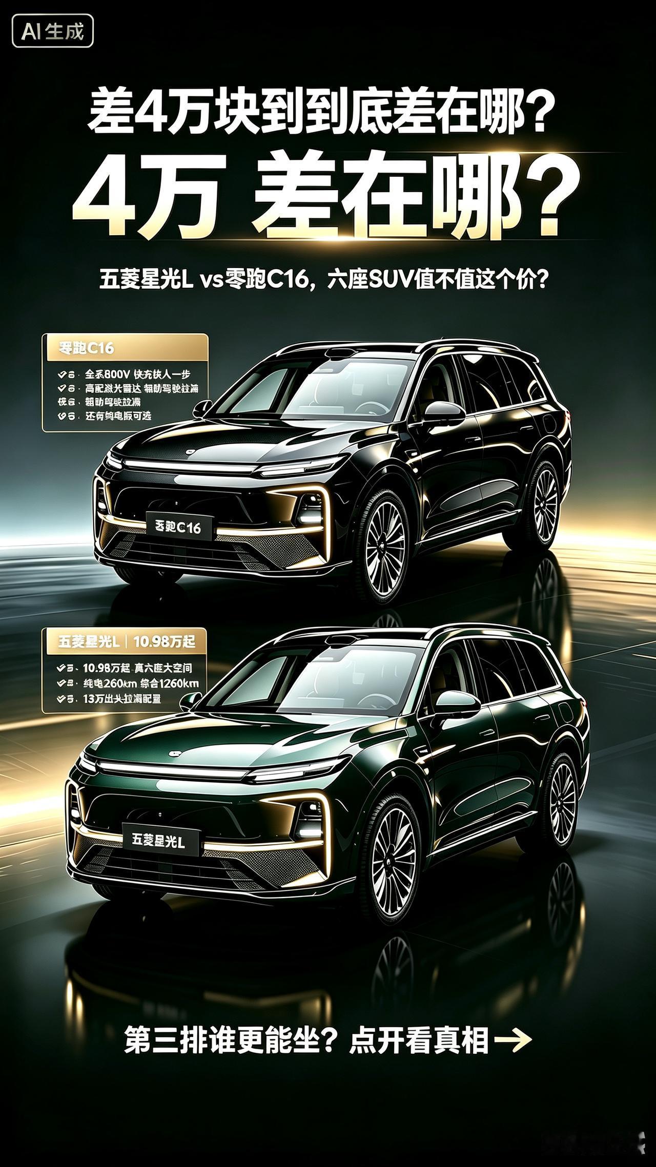 五菱星光L刚上市就把零跑C16架在火上烤了。都是六座SUV，都是新能源，都是冲