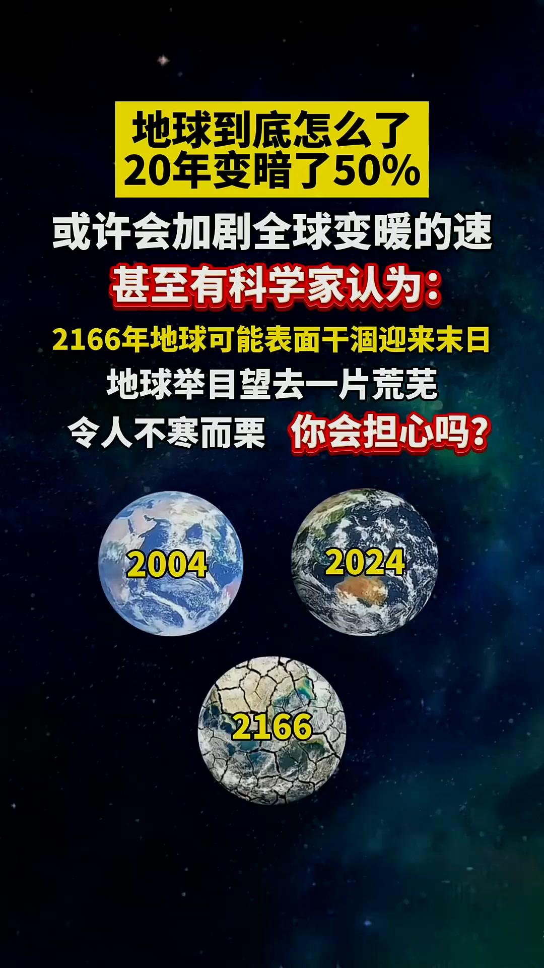 NASA报告称地球正在“变暗”，此事着实令人细思极恐。过去20年里，地球反射太阳