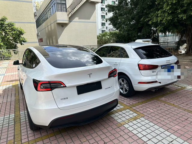 新车色彩严重！特斯拉请给一个满意回复！花了8000➕的珍珠白颜色，提车当天在地