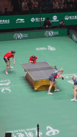 孙颖莎：我躲开了，看你的了王楚钦：好来，看我的，孙颖莎：你这一拍不够叼，看我