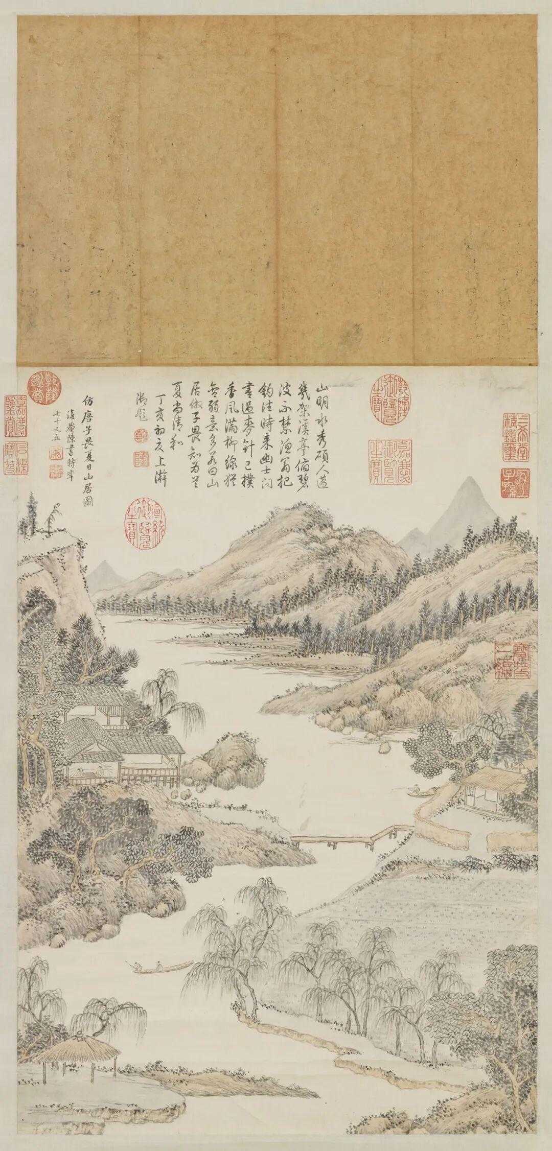 陈书《夏日山居图》，纸本立轴设色62.7x42.5厘米，台北故宫博物院。