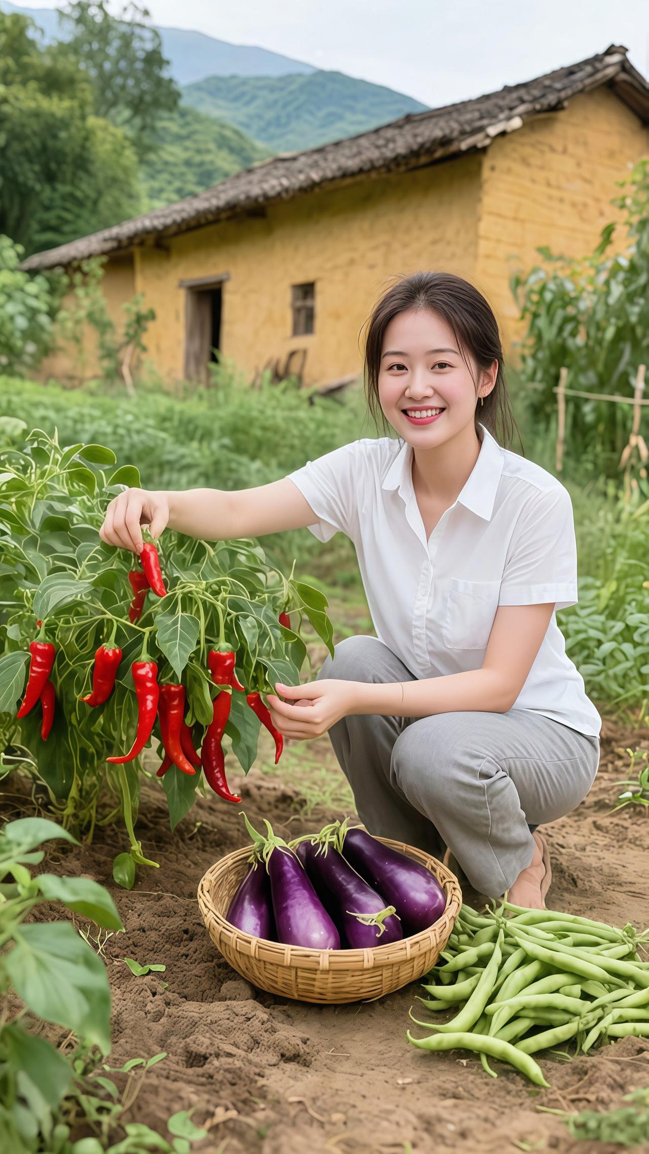 从菜园到餐桌，不过是一伸手的距离，新鲜的辣椒豆角，就是最抚凡人心的烟火。我的农村