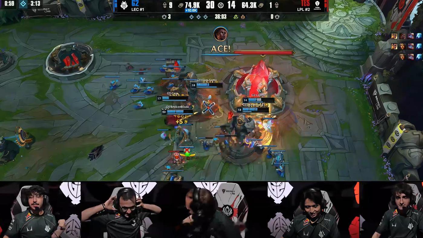 英雄联盟G2让二追三TESG2让二追三TES！G2战胜TESG2对战TES