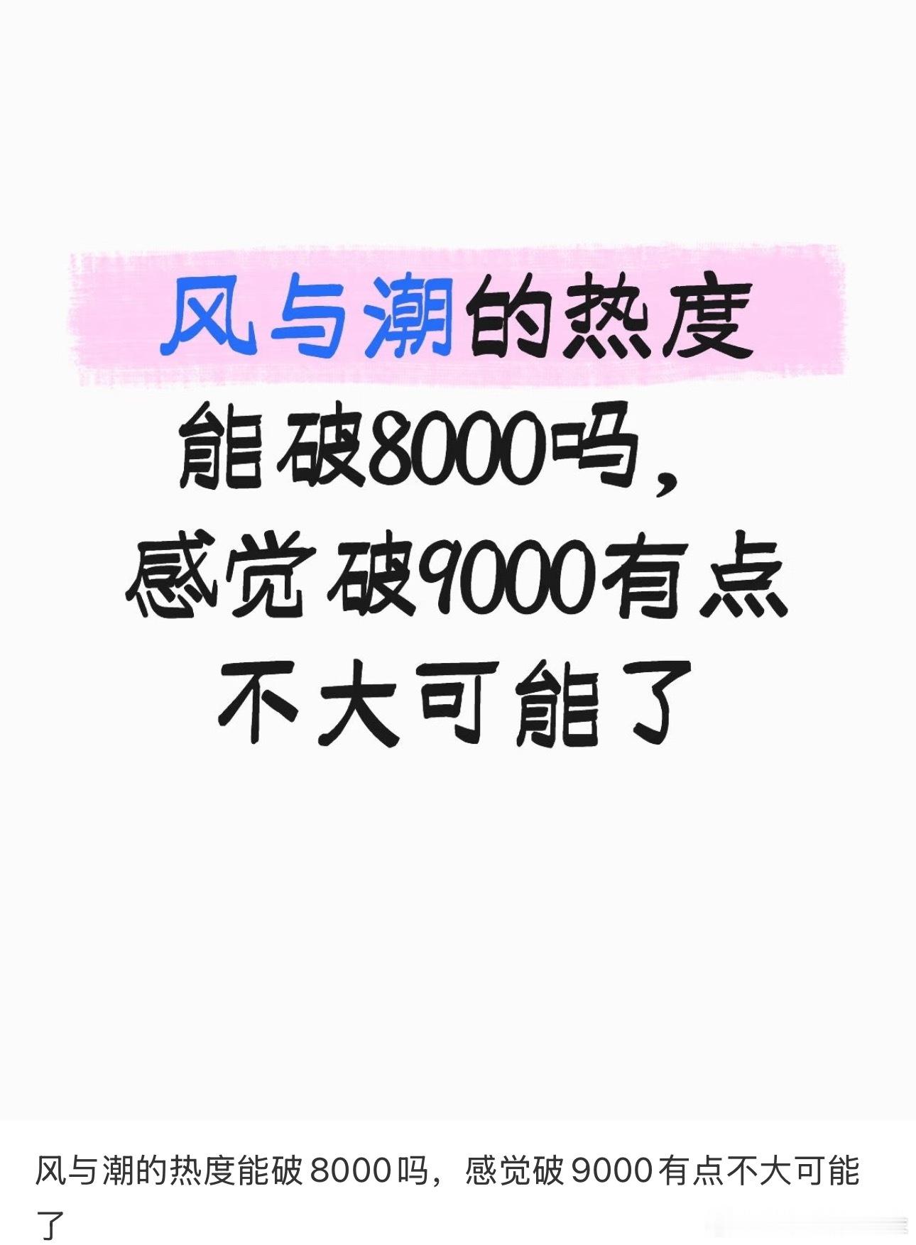 风与潮站内热度居然还没破8000