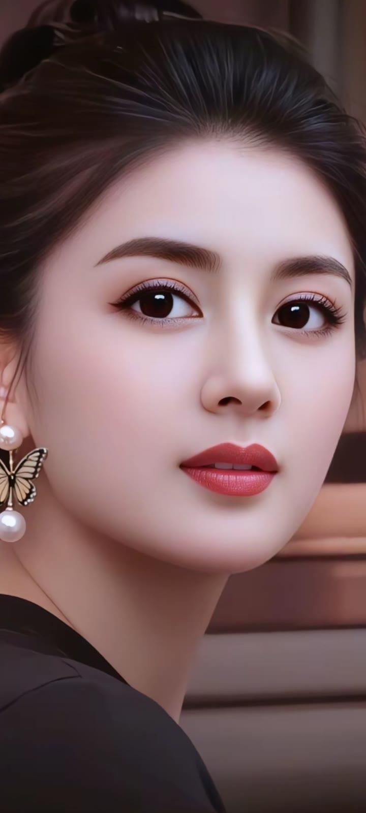 优雅气质，蝴蝶耳环，温柔妆容，女神范儿十足！