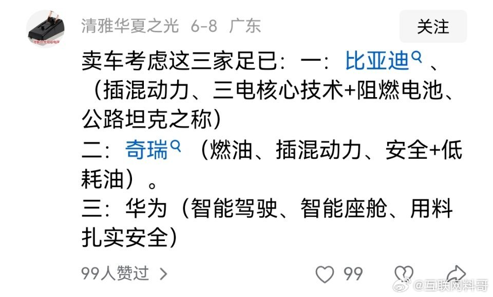 很多网友的买车认知，就买这三家足够了。​​​