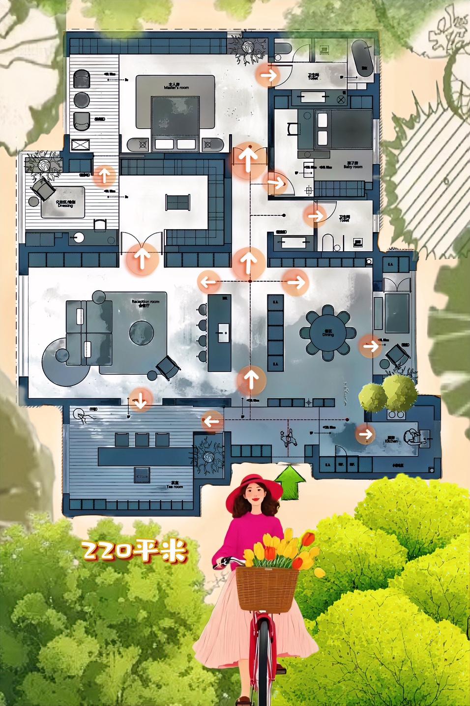 哄自己开心，也是改造大平层的，220㎡生活的口袋，总要装点自己喜欢的东，福气！