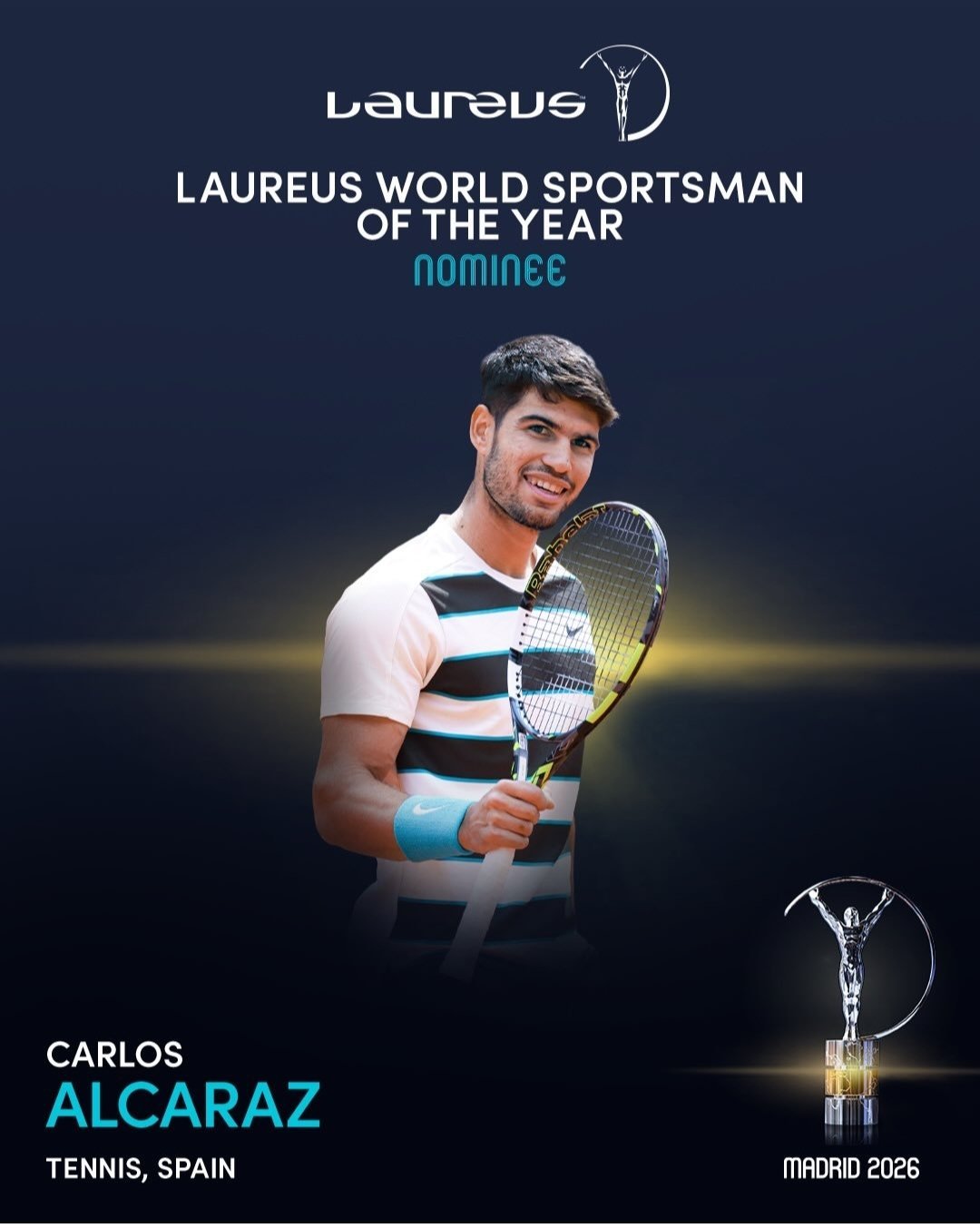 2026劳伦斯最佳男运动员提名阿尔卡拉斯和辛纳双双提名2026劳伦斯最佳男运动