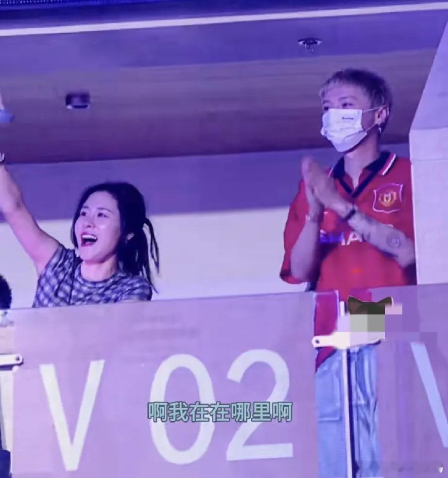 鹿晗与张碧晨现身周震南北京演唱会包厢，鹿晗瘦得明显，奶奶灰混棕的发色配五角星耳钉