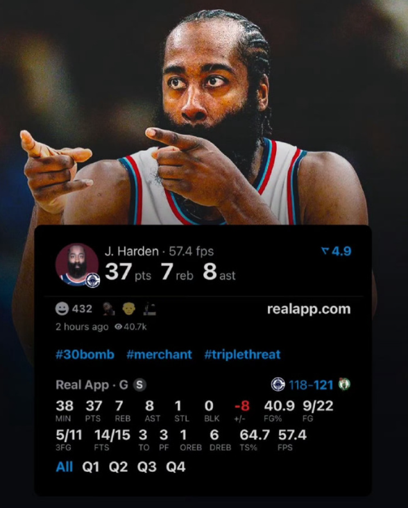 快船客场118-121惜败凯尔特人！哈登又是一场尽力局…哈登出场37分钟22