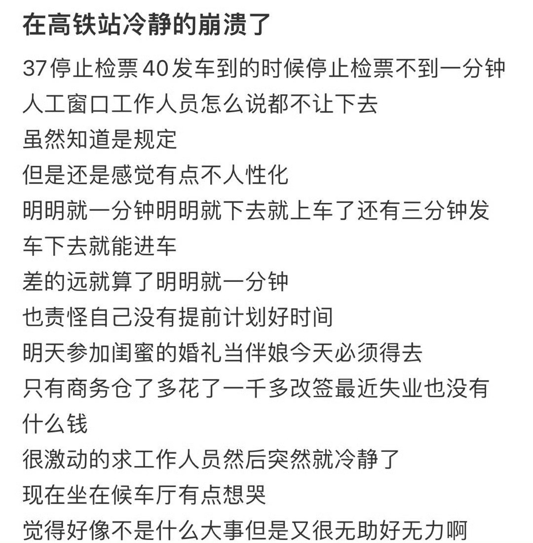 在高铁站冷静的崩溃了高数不小心上成高铁了