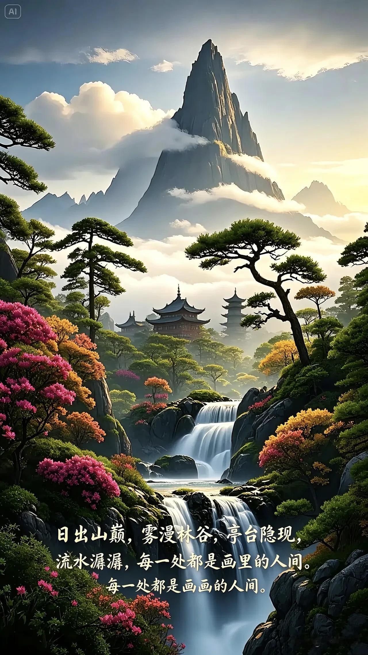 《卜算子·山野自渡》踏遍万重山，阅尽尘中浪。一袖清风洗俗愁，心向云天