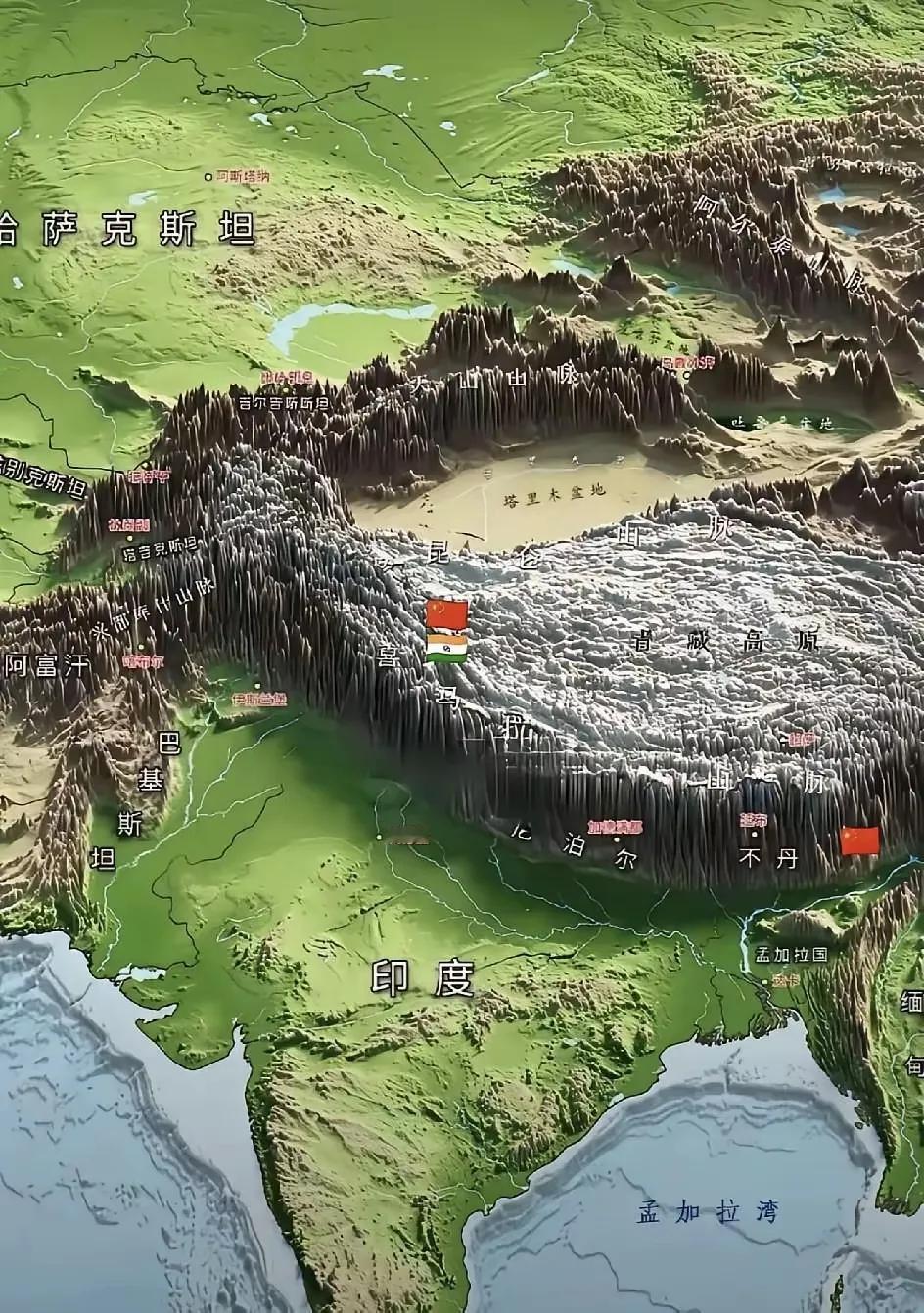 如果没有青藏高原，没有喜马拉雅山，印度就是这个不毛之地，连沙特都不如，至少沙特地