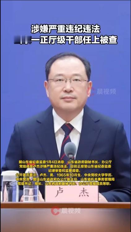 卢杰虽然只是一名正厅级干部，但在山东省政府副秘书长的位置上，可谓是位高权重，而且