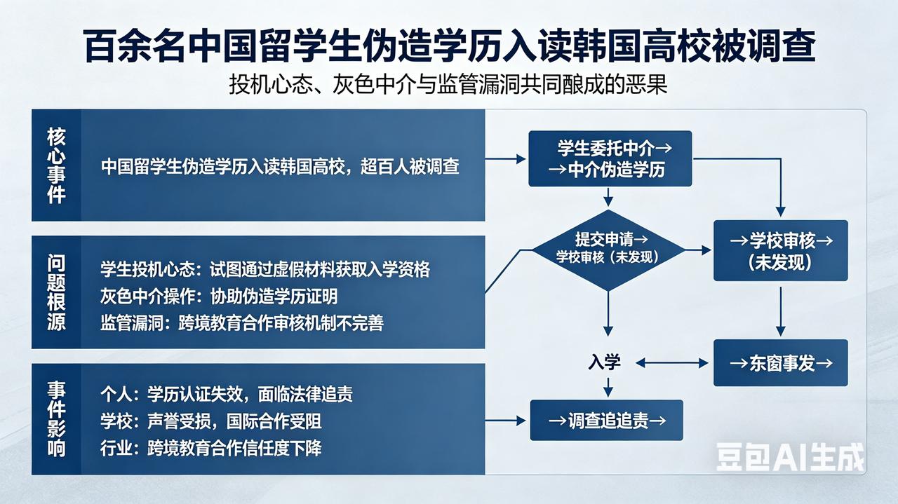 百余名中国留学生因伪造学历入读韩国高校被调查，不仅让众多家庭财力与心血付诸东流，