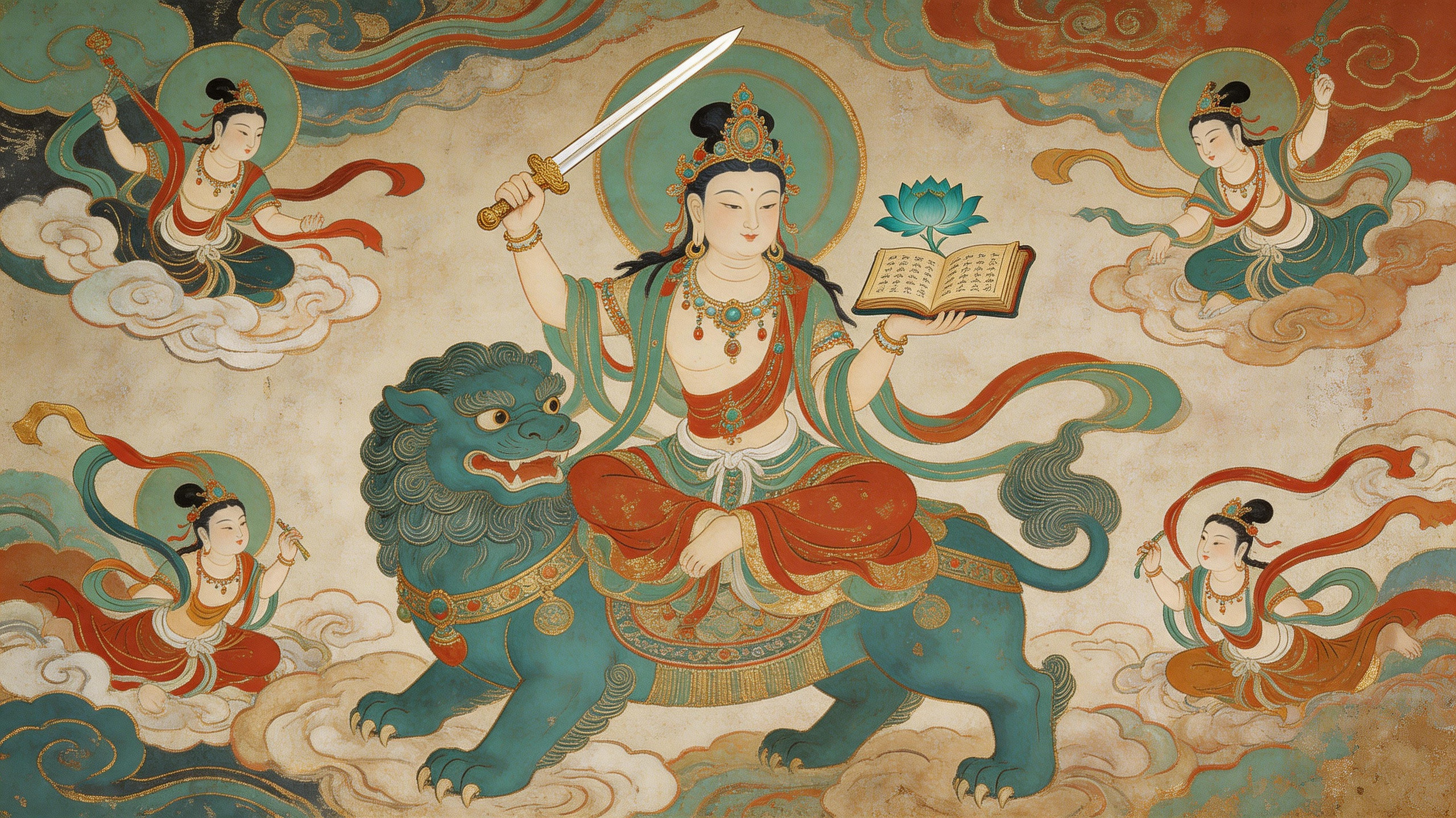 佛光注照，文殊护持；顺风顺水，福气自来。