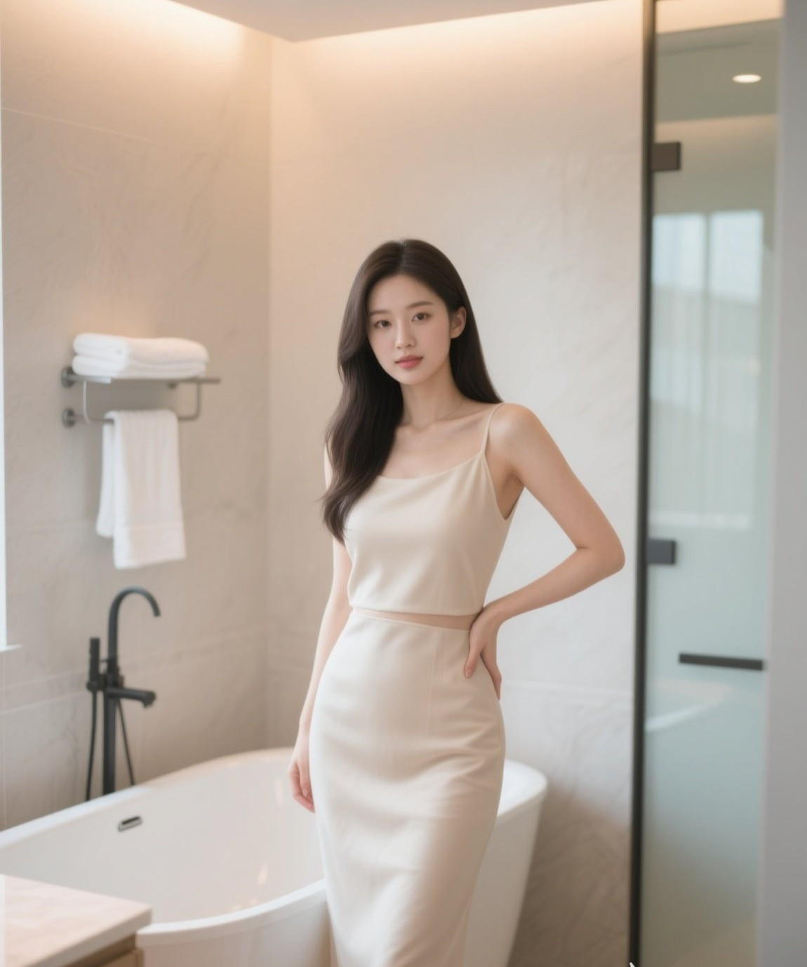 美眉睡裙真丝柔滑，优雅格调尽显无遗