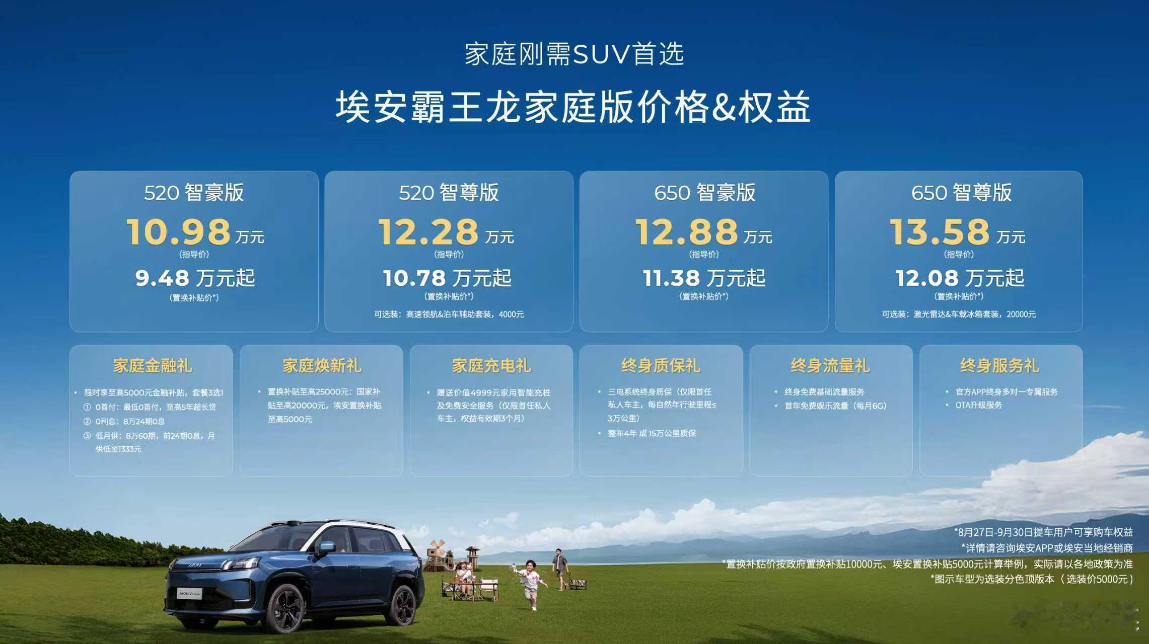 埃安霸王龙新增了家庭版车型，指导价10.98-13.58万元，补贴后9.48-1