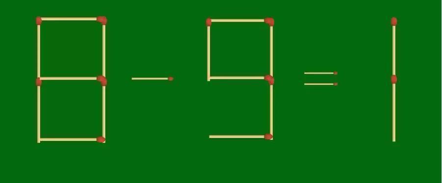 【烧脑时刻！经典火柴谜题】这里有个看似矛盾的等式“8-9=1”，现在需要你大展身