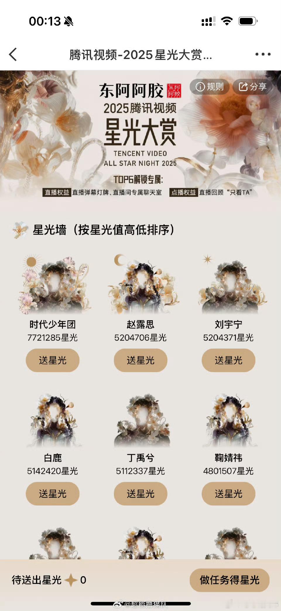 赵露思星光大赏单人不限男女第一了，好牛啊