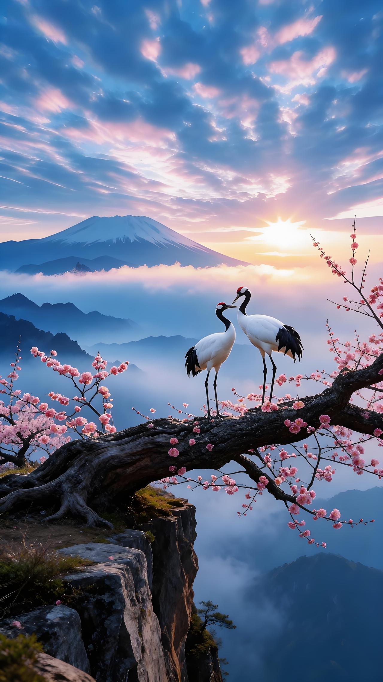 以云为帛，以鹤为魂，以梅为魄，织就东方大美。分享一张最美风景照美景照片分享