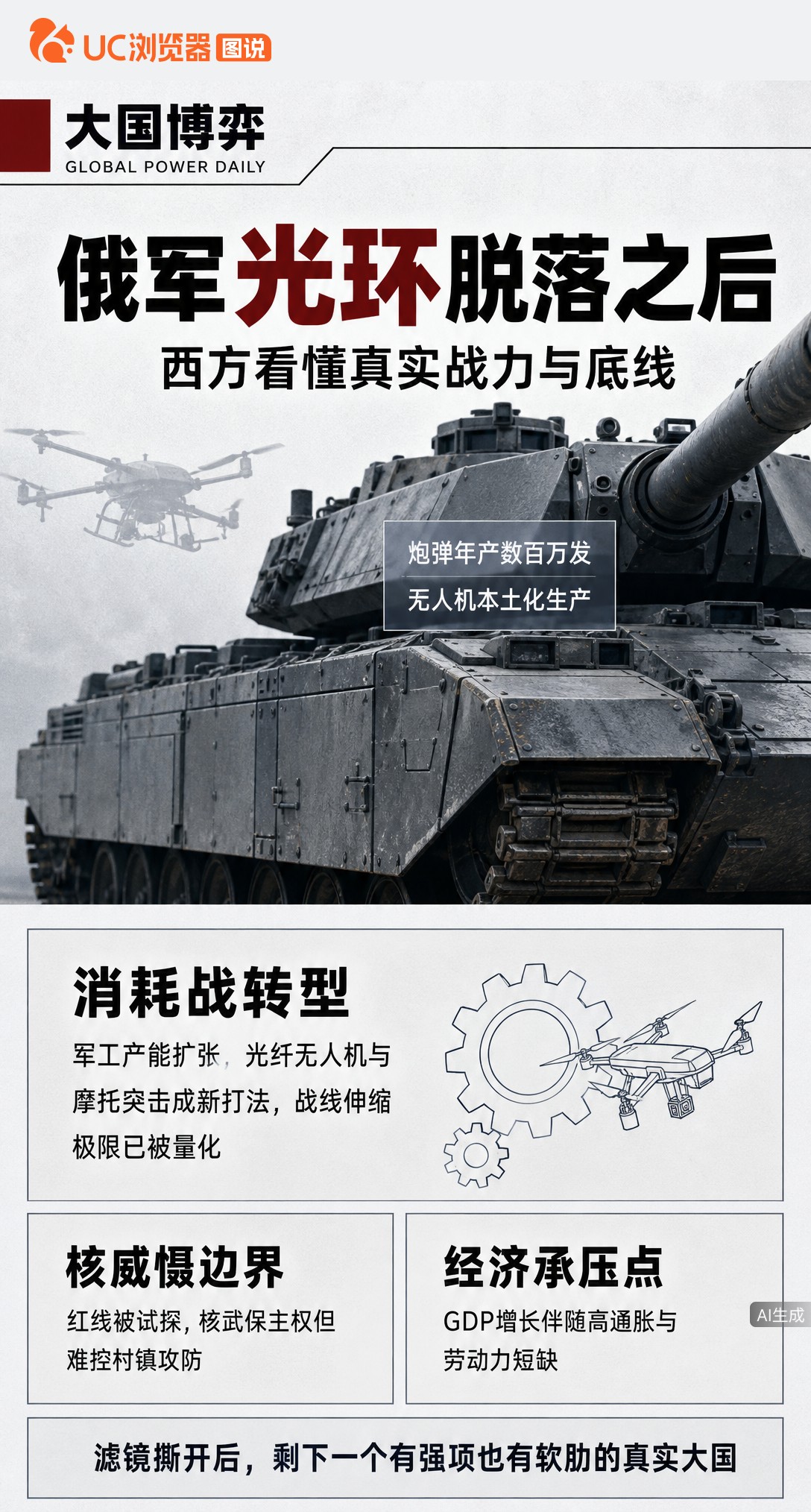 四年战事撕开“世界第二”滤镜：俄军从速推基辅转为无人机消耗战，核红线屡被试探却未启用。西方摸清了其战