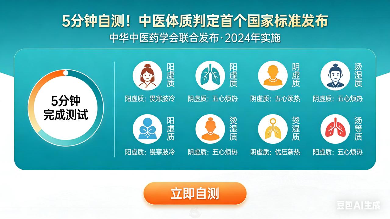 5分钟自测！中医体质判定首个国家标准发布规范“治未病”：中医体质判定首个“