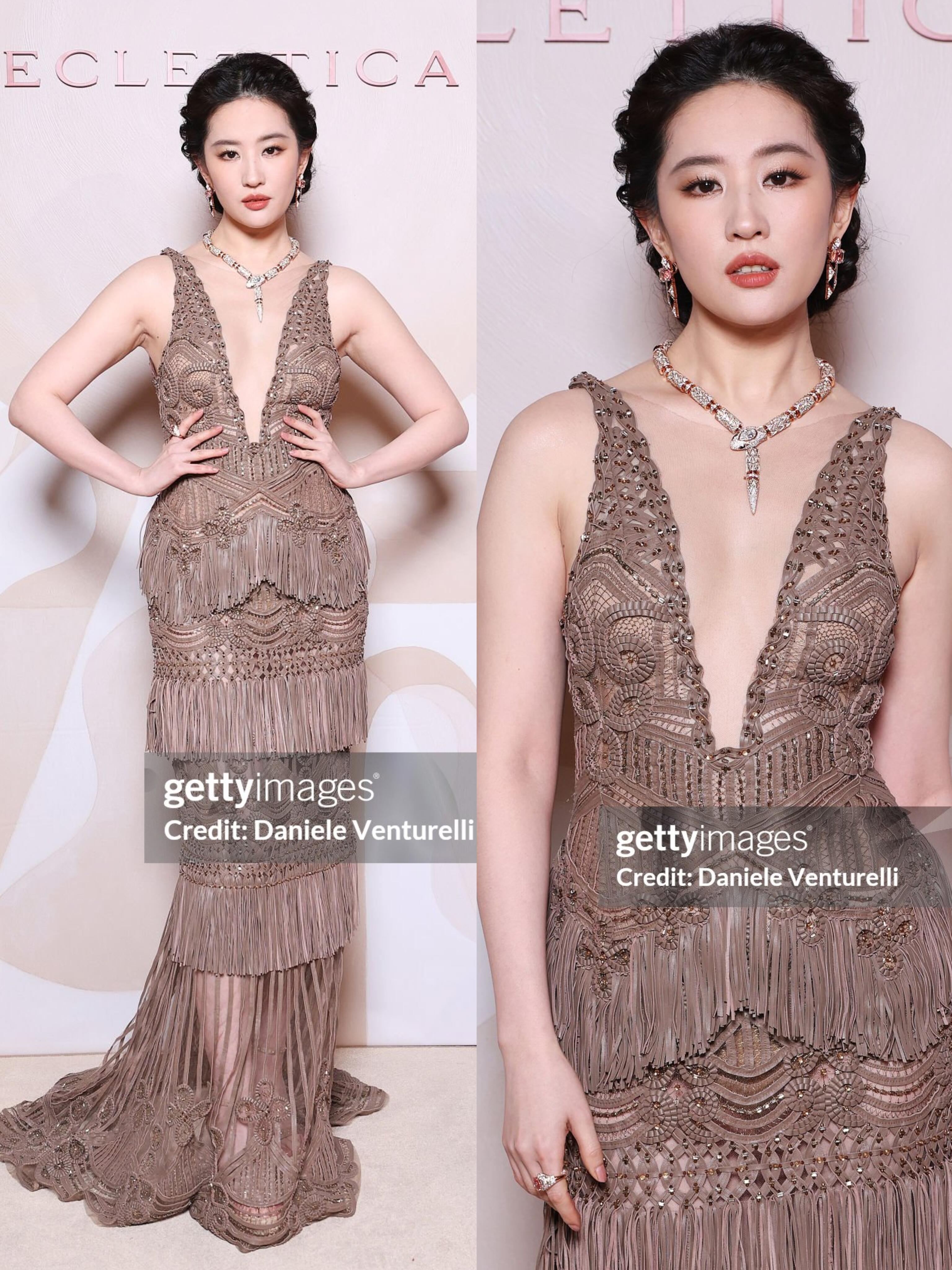 刘亦菲宝格丽G社生图刘亦菲流苏深V