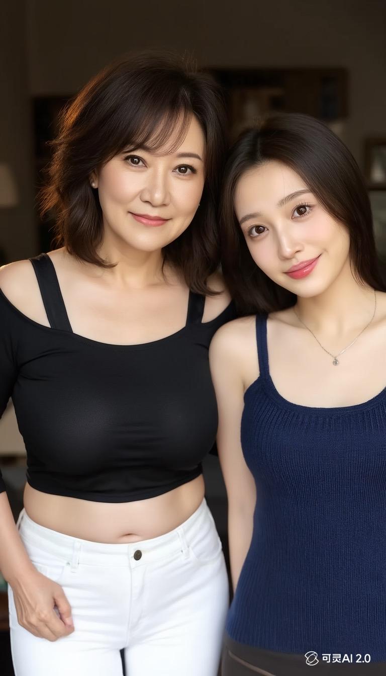 可爱美丽的母女，母女都是高颜值，尤其母亲