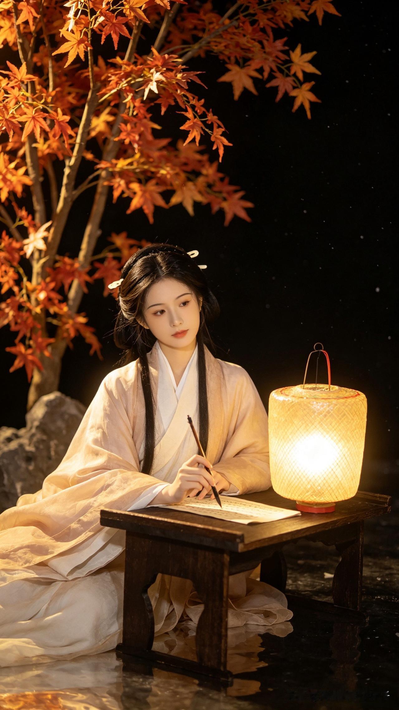 上联：秋色酿成愁，雁字回时，霜冷，露重，相思满径风盈袖上联：月