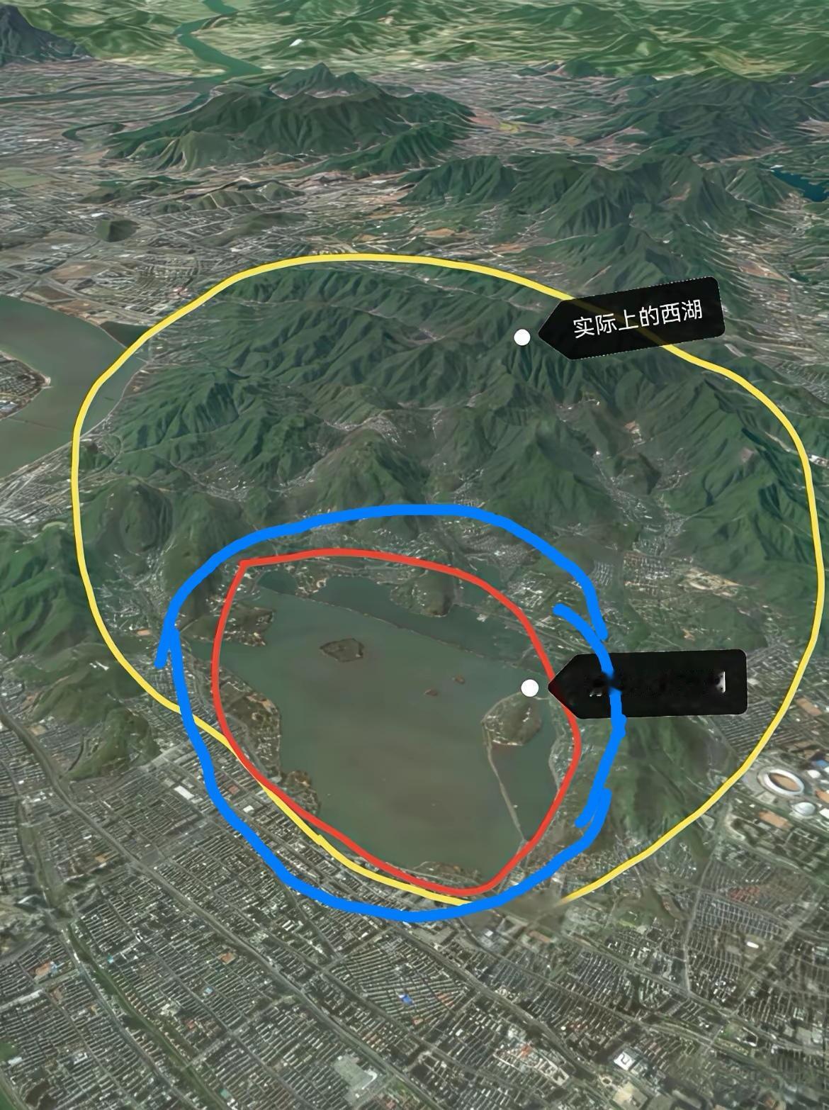 西湖被半边峦山包围，可按兰线（远离西湖红线）建一条环线地铁还是可行的，各地铁出口