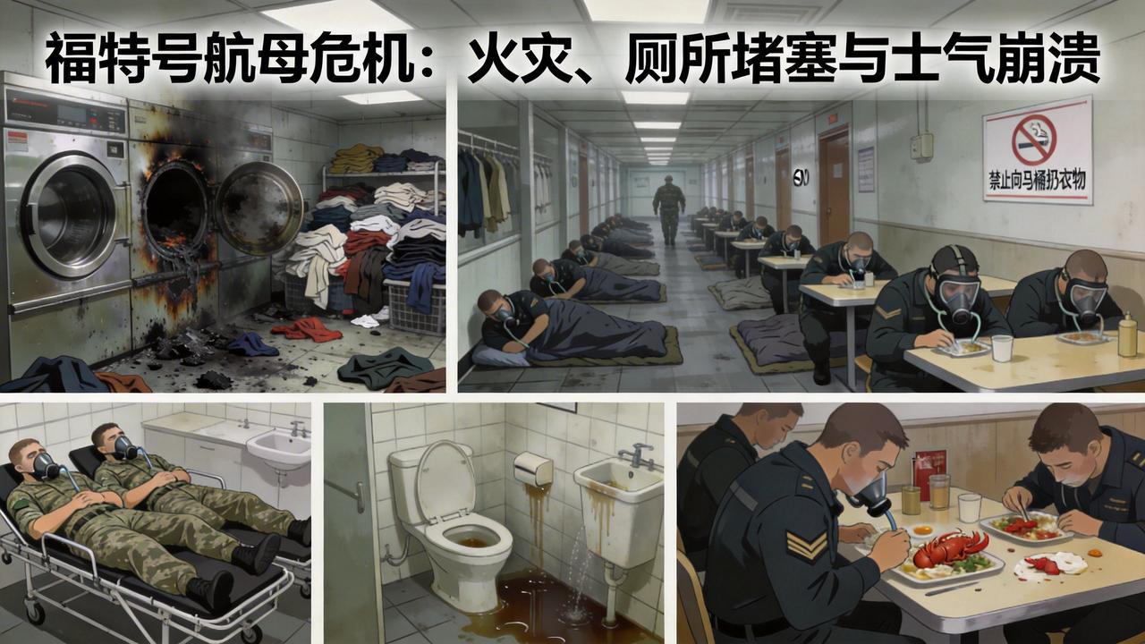 这次福特号是真“火”了！笑掉大牙！福特号航母在中东“自燃”，130亿美金建造的