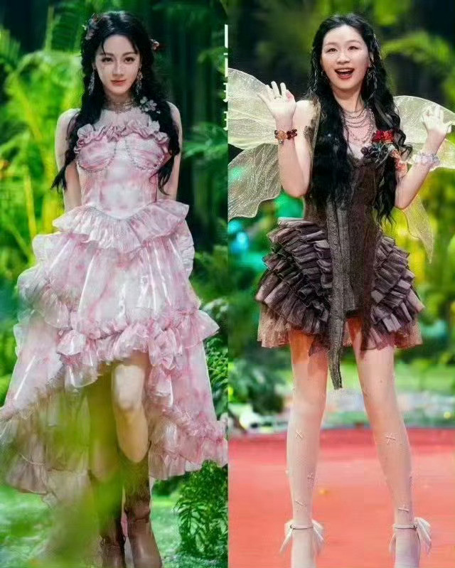 迪丽热巴和金靖是不是穿错鞋子了换一下感觉会更好一点吧