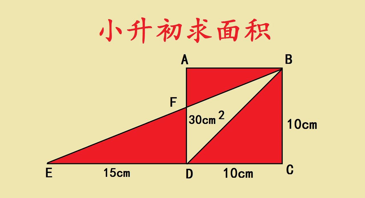 小升初求面积，有正方形ABCD，边长10cm，DE长15cm，△BDF面积30c