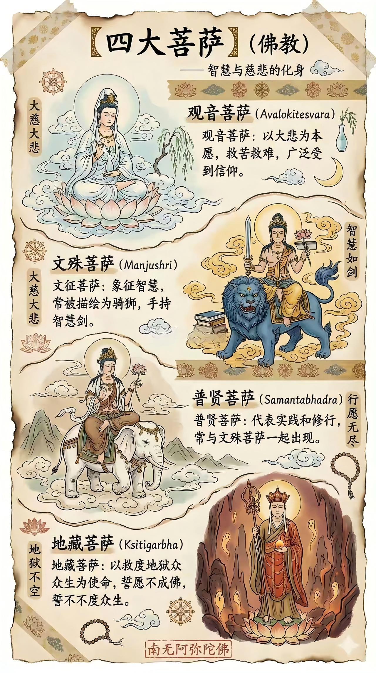 四大菩萨都管啥？