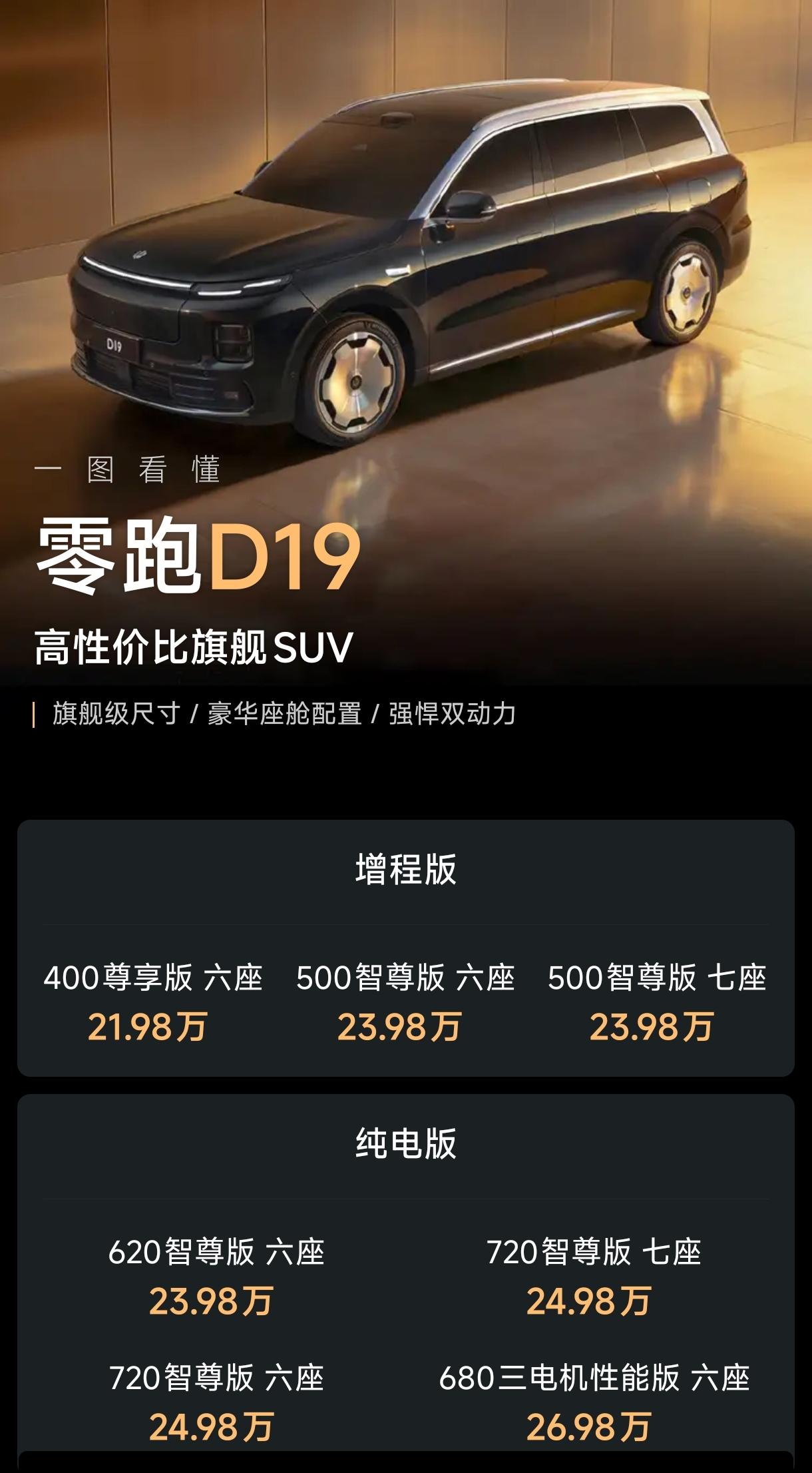 零跑D19低价上市，那些低续航的大型SUV怎么办？零跑D19-尺寸：52