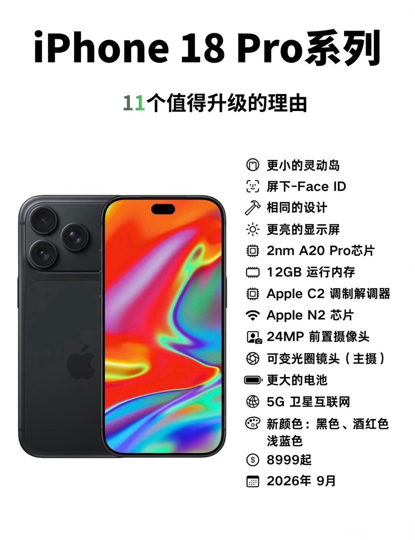 iPhone18Pro八大亮点这不高低整一台酒红色？