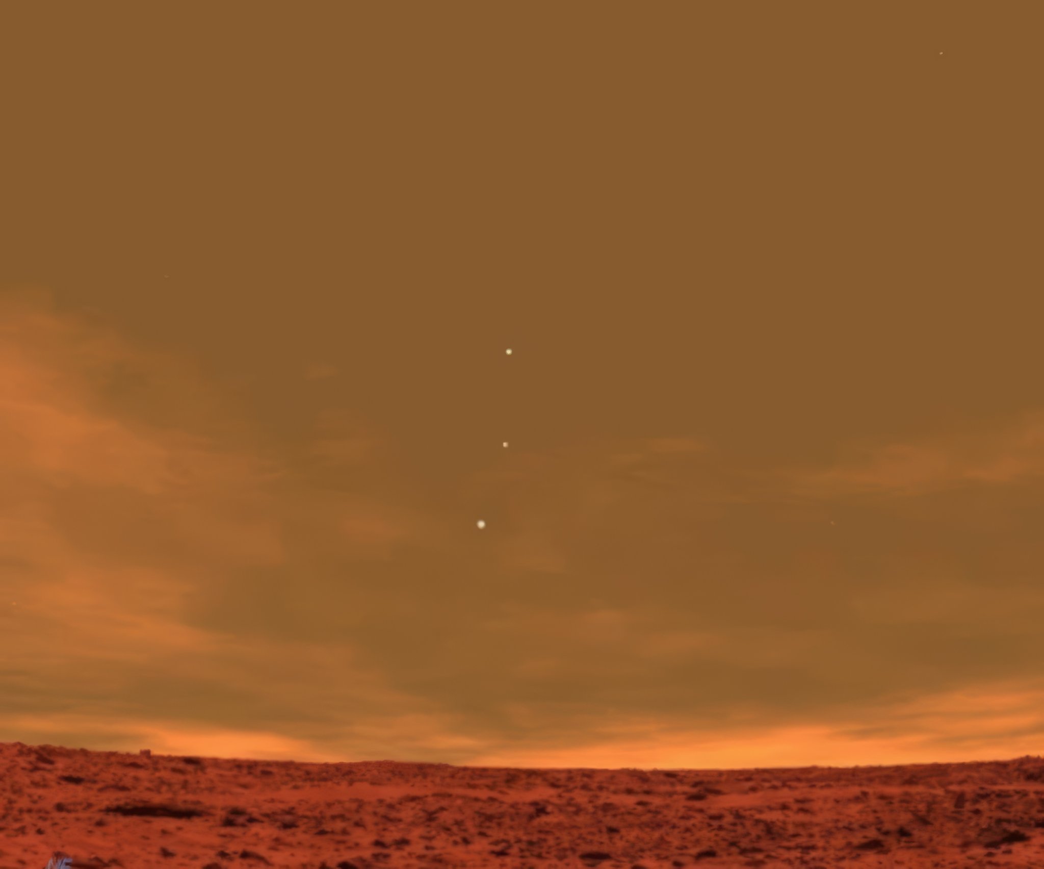从火星看到的金星、地球和木星​​​