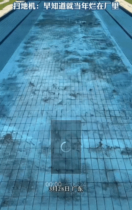 太有智慧了，广东，一男子想在自家泳池游泳，但过了一个冬天泳池实在太脏了，打扫起来