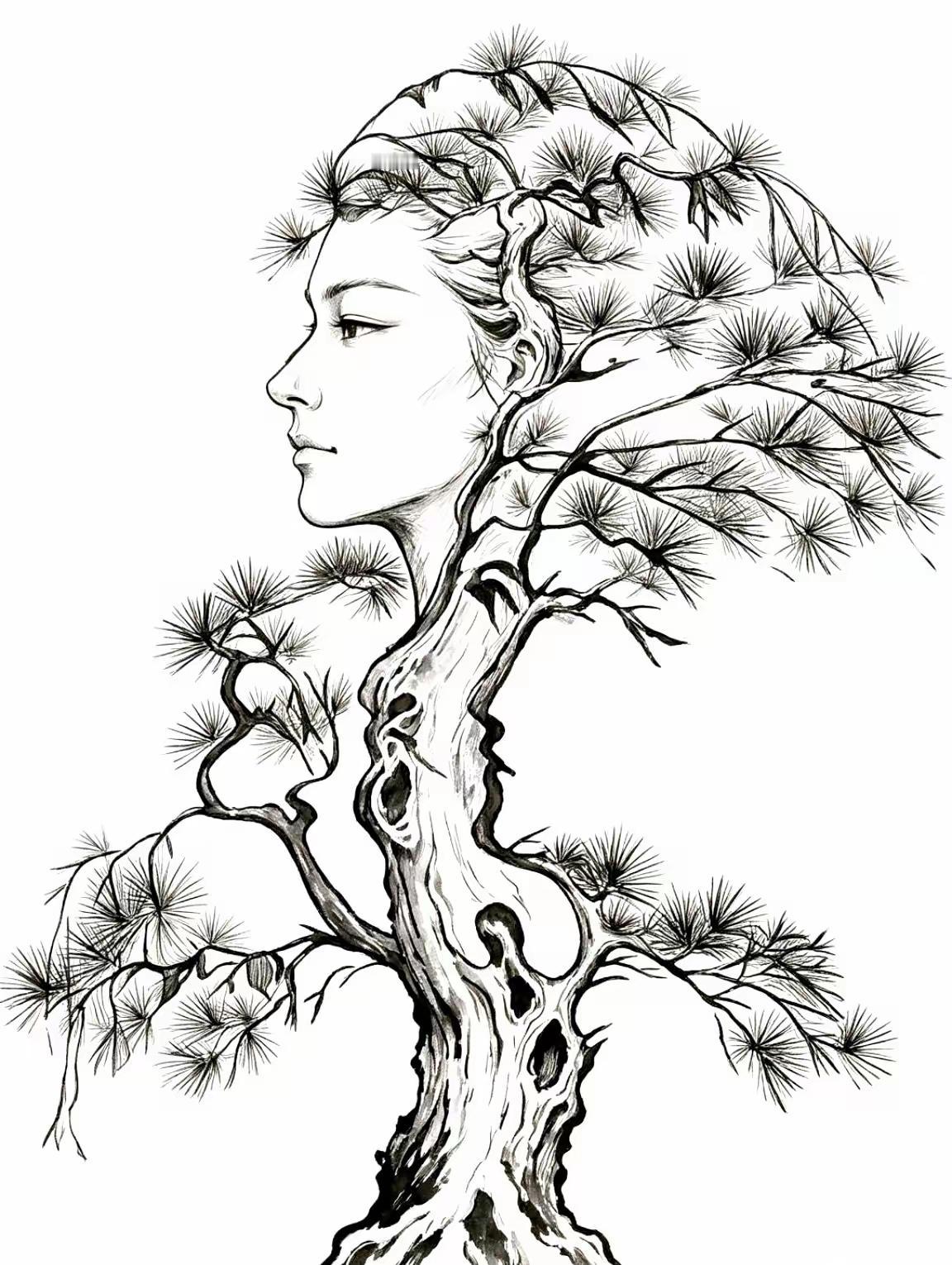 绝大多数只能看见3张脸，这张枯树图中的9张脸你能找出多少考眼力趣味测试