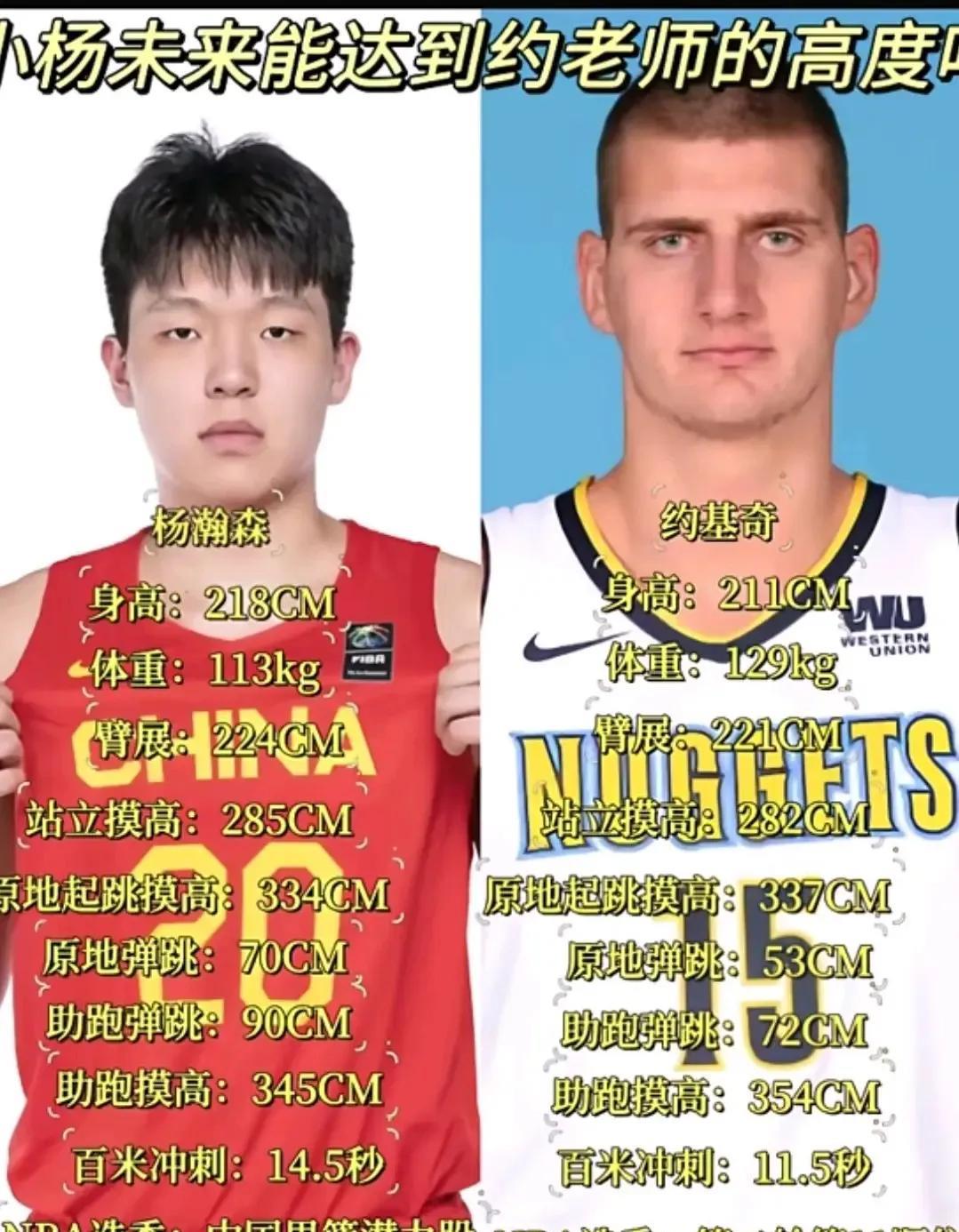 杨瀚森现在都跟约基奇做比较了。看完两人数据，杨瀚森好像还一点？别的不说，约基