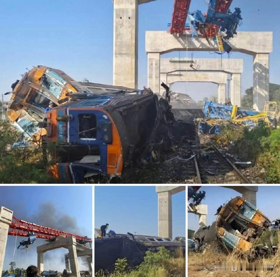 泰国地盘吊机意外跌坠击中火车，至少22死55伤！　　泰国东北部呵叻府发生施工