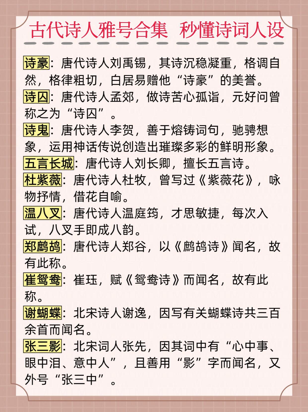 古代诗人雅号合集，你都知道吗？