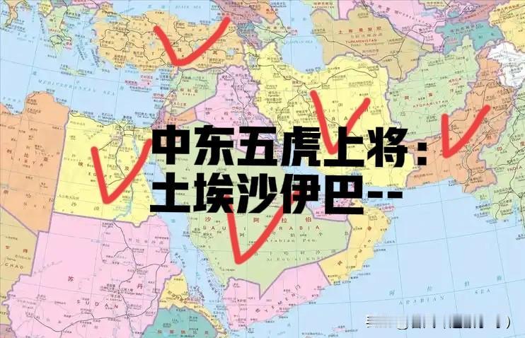 中东五虎上将：埃及，土耳其，沙特，伊朗，巴基斯坦。若埃及和伊朗加入土沙巴三国