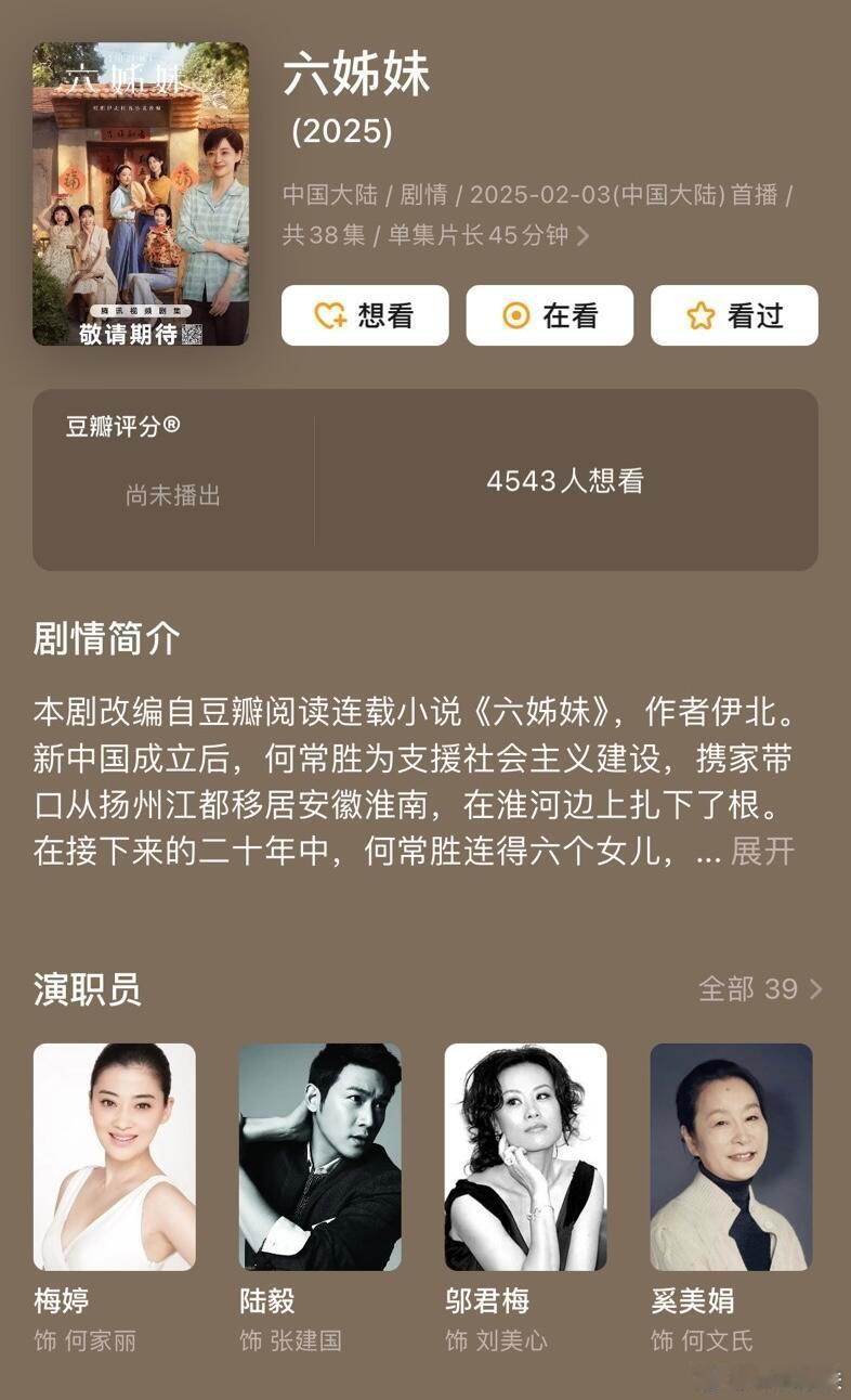 以女性为主视角的待播影视🈶已定档六姊妹（2月）梅婷邬君梅高露掌心（2月）